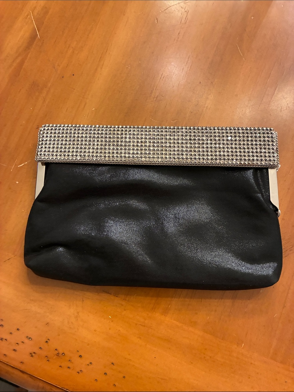 Nina Black Clutch with Crystal-Trim Frame